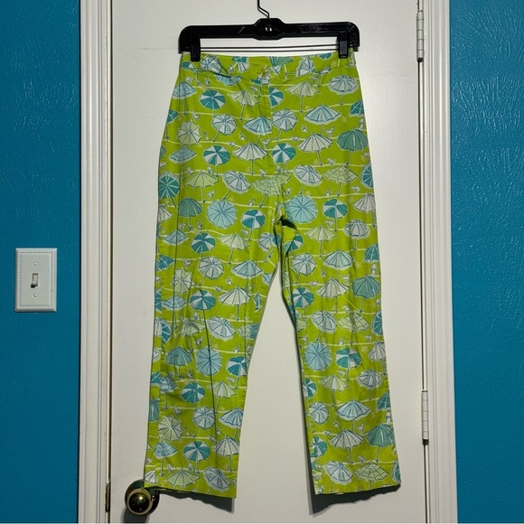 Lilly Pulitzer High Waist Cropped Pants whimsical ducks & umbrella prints size 8 - Picture 13 of 15